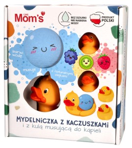 Mydelniczka z kaczuszkami i kulą musującą do kąpieli Mom's Care