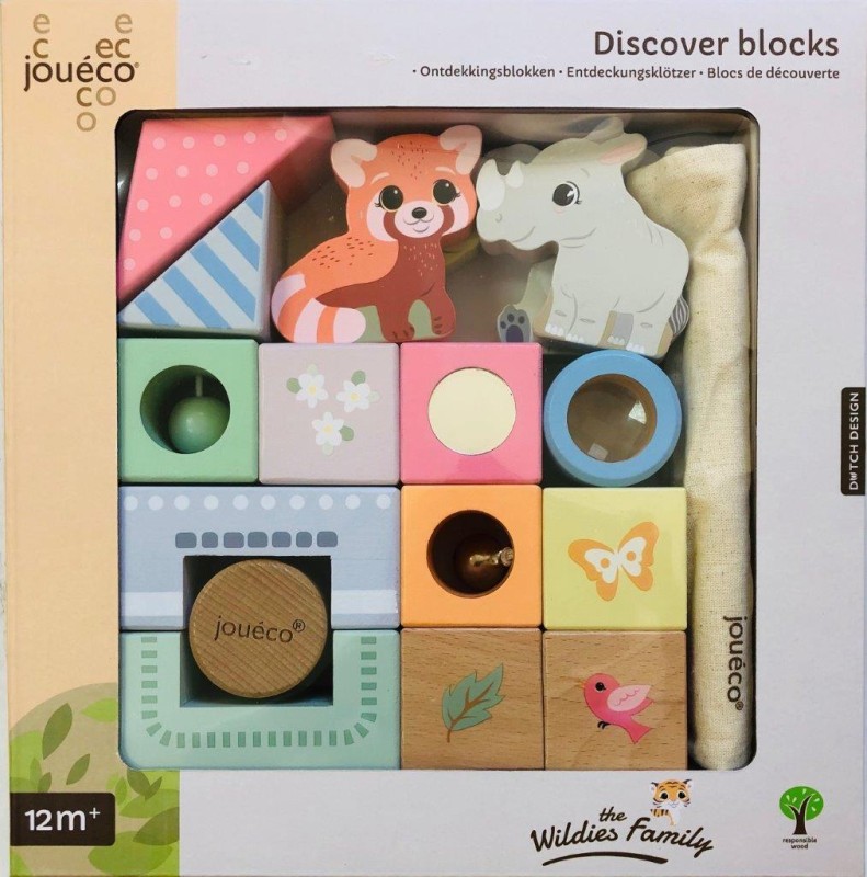 Drewniane klocki Discovery The wildies Family Joueco