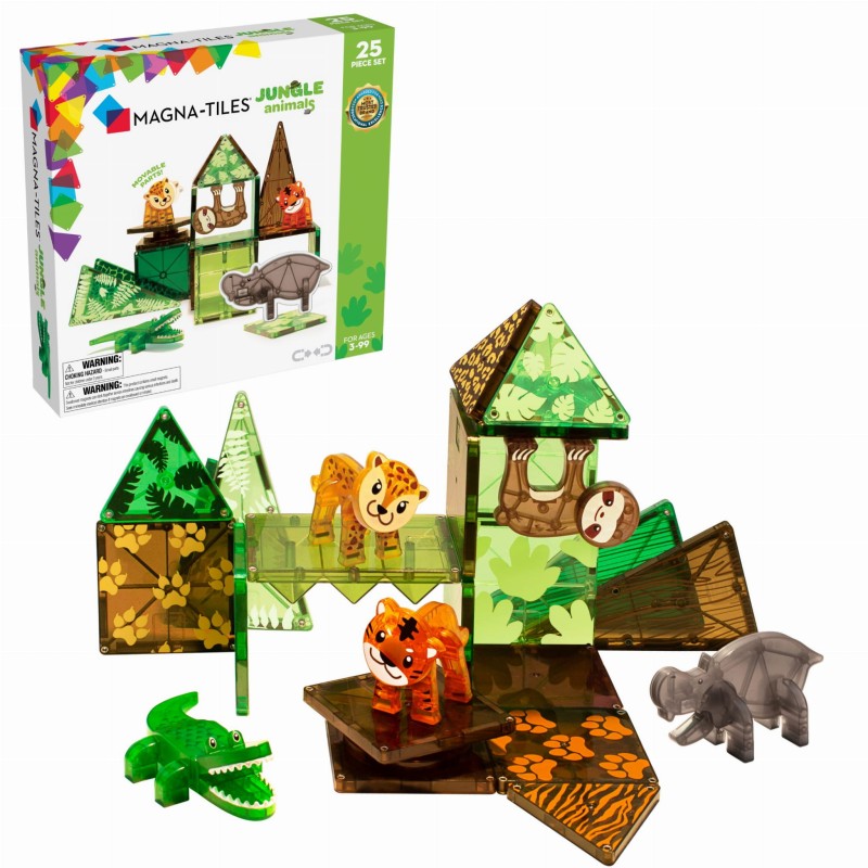 Klocki Magnetyczne Zwierzęta z Dżungli Jungle Animals 25 el. MAGNA-TILES