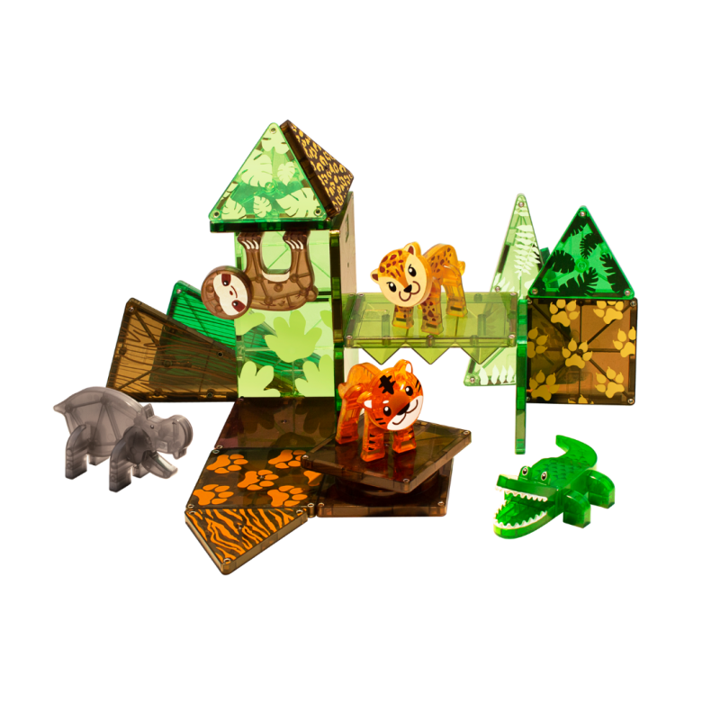 Klocki Magnetyczne Zwierzęta z Dżungli Jungle Animals 25 el. MAGNA-TILES
