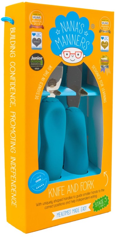 Sztućce widelec łyżka Etap 3 Blue Nana's Manners