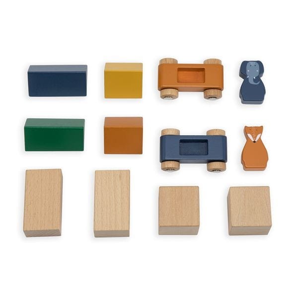 Puzzle Ruch Drogowy + 2 Samochody, Wesołe Zwierzaki i Klocki Drewniane Trixie Baby
