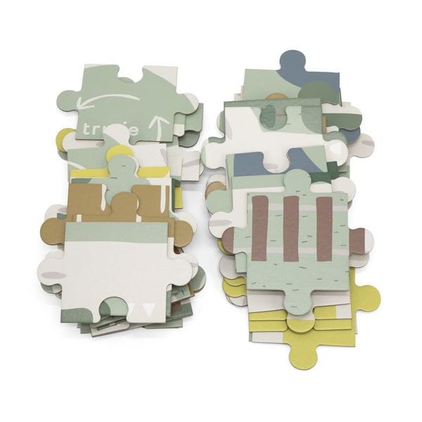 Puzzle Ruch Drogowy + 2 Samochody, Wesołe Zwierzaki i Klocki Drewniane Trixie Baby