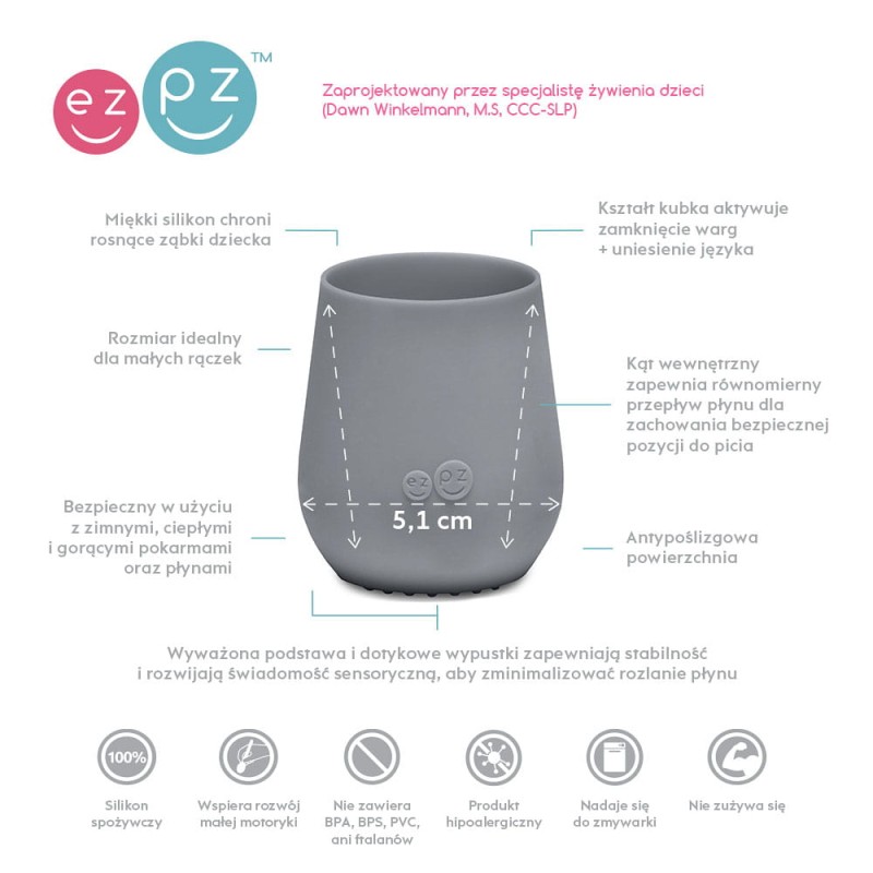 Silikonowy kubeczek Tiny Cup 60 ml szary EZPZ