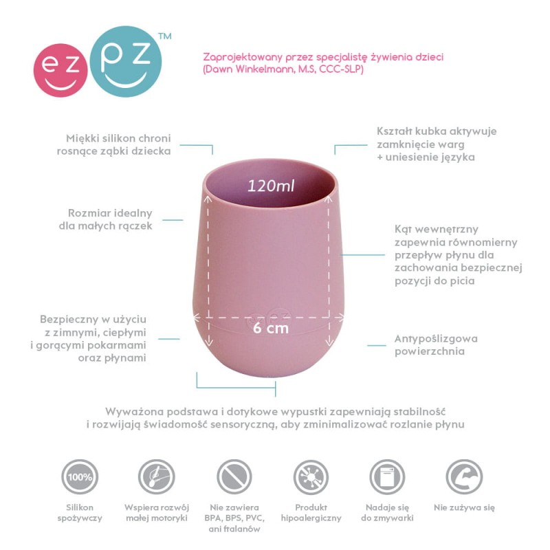 Silikonowy kubeczek Mini Cup 120 ml pastelowy róż EZPZ