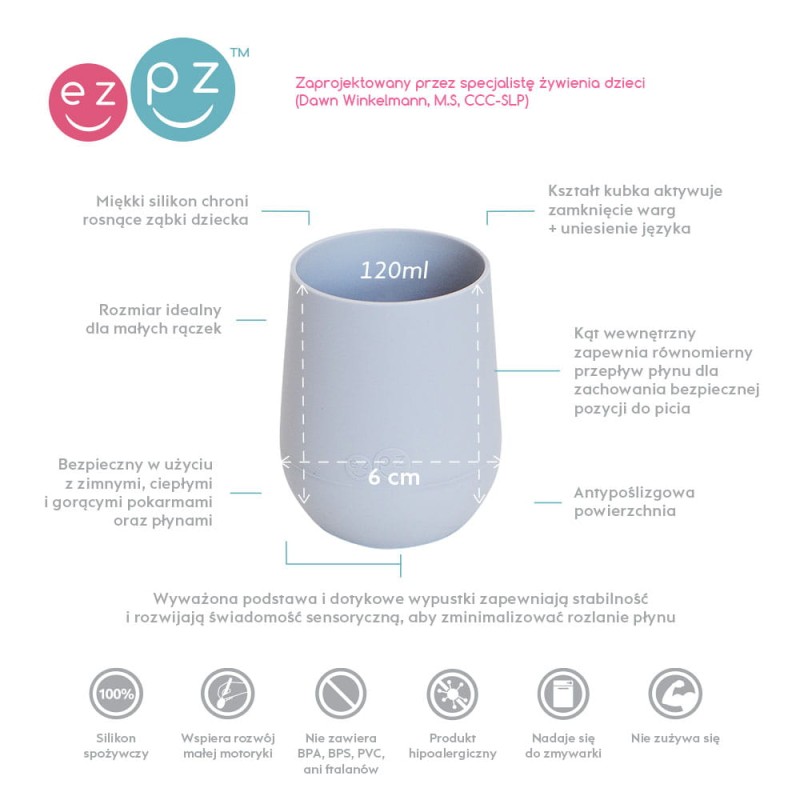 Silikonowy kubeczek Mini Cup 120 ml pastelowa szarość EZPZ