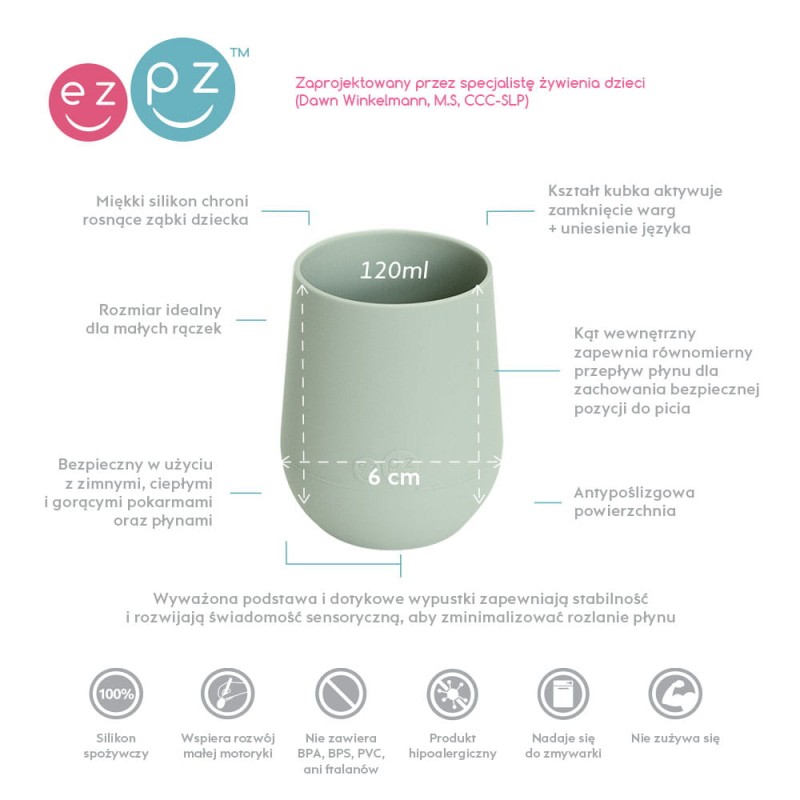 Silikonowy kubeczek Mini Cup 120 ml pastelowa zieleń EZPZ
