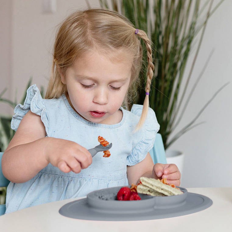 Komplet silikonowych sztućców Mini Utensils szary EZPZ