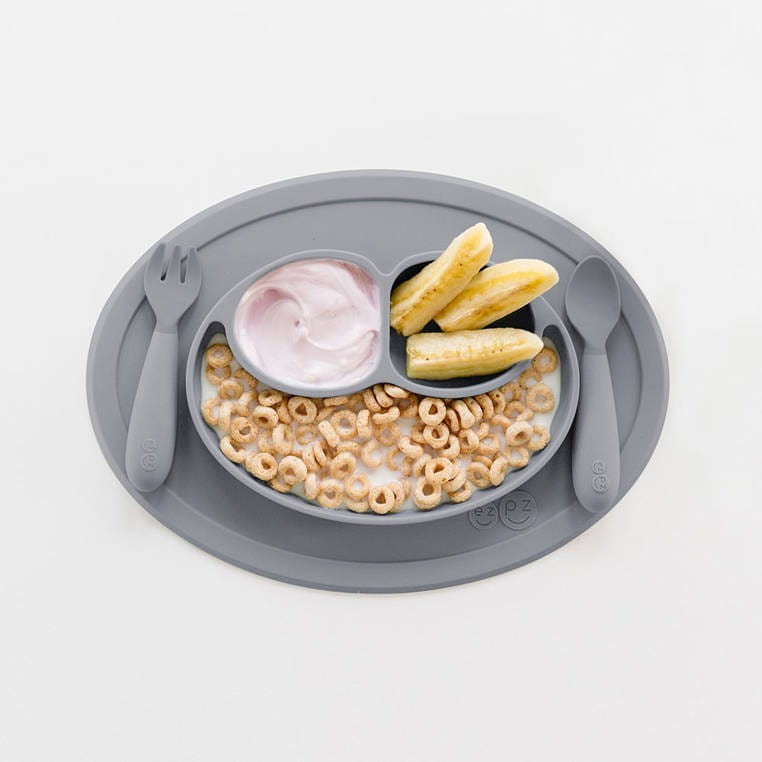 Komplet silikonowych sztućców Mini Utensils szary EZPZ