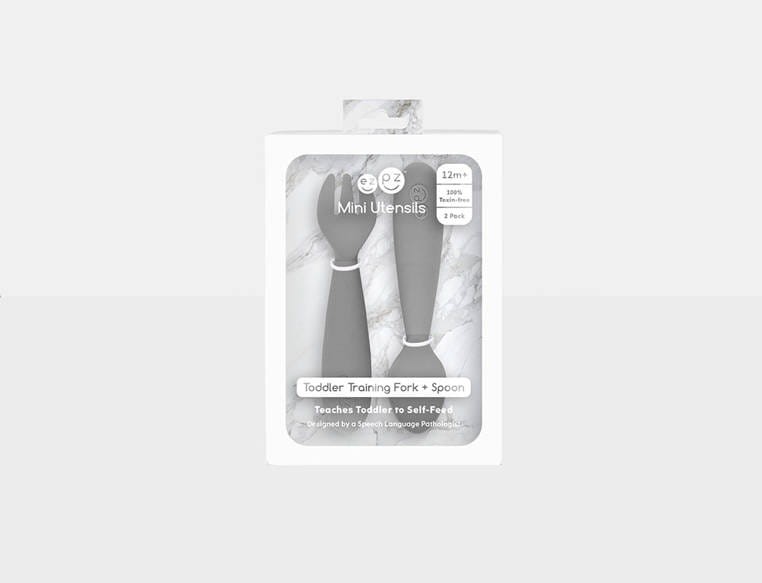 Komplet silikonowych sztućców Mini Utensils szary EZPZ
