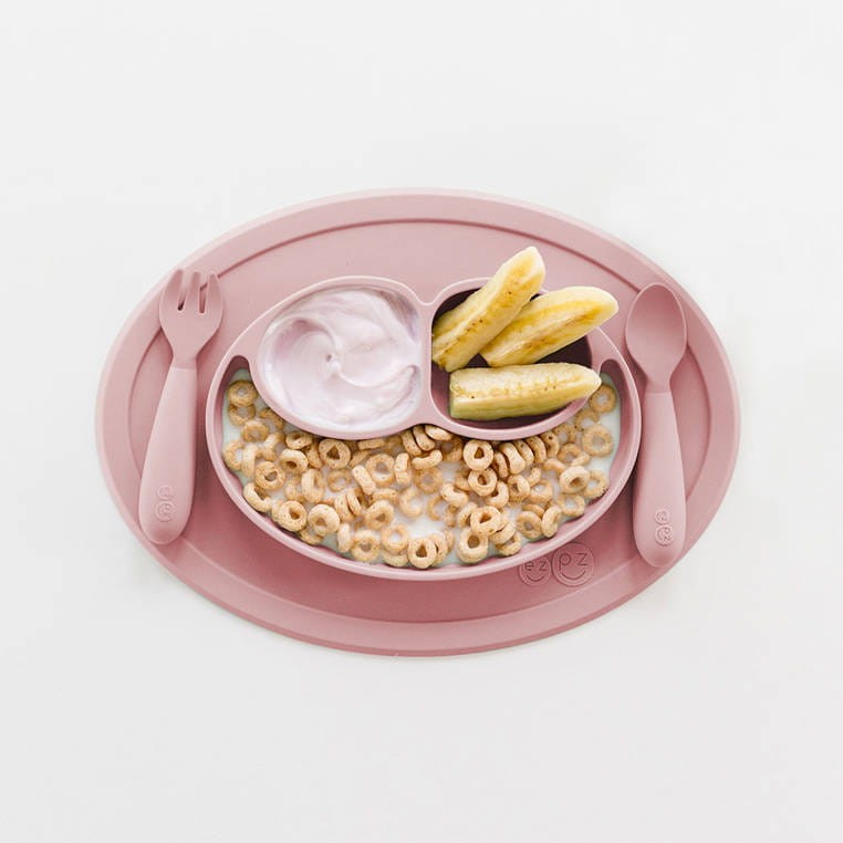 Komplet silikonowych sztućców Mini Utensils pastelowy róż EZPZ