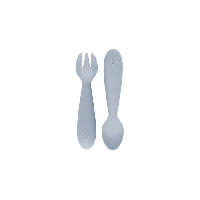 Komplet silikonowych sztućców Mini Utensils pastelowa szarość EZPZ