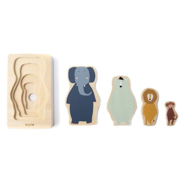 Zwierzęta Drewniane 4 Warstwowe Puzzle Trixie Baby