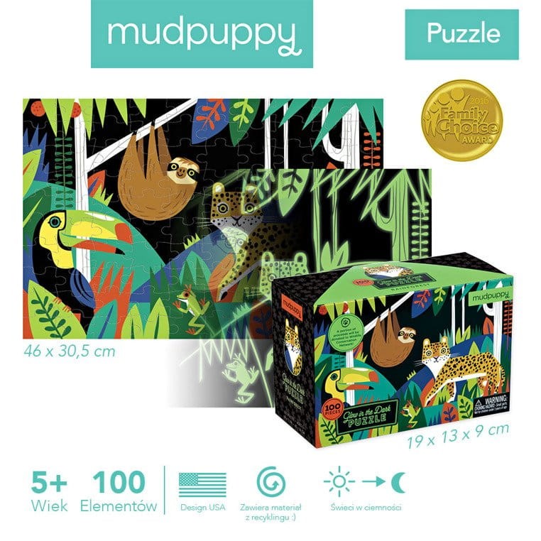 Puzzle świecące w ciemności Las tropikalny 100 el. 5+ Mudpuppy