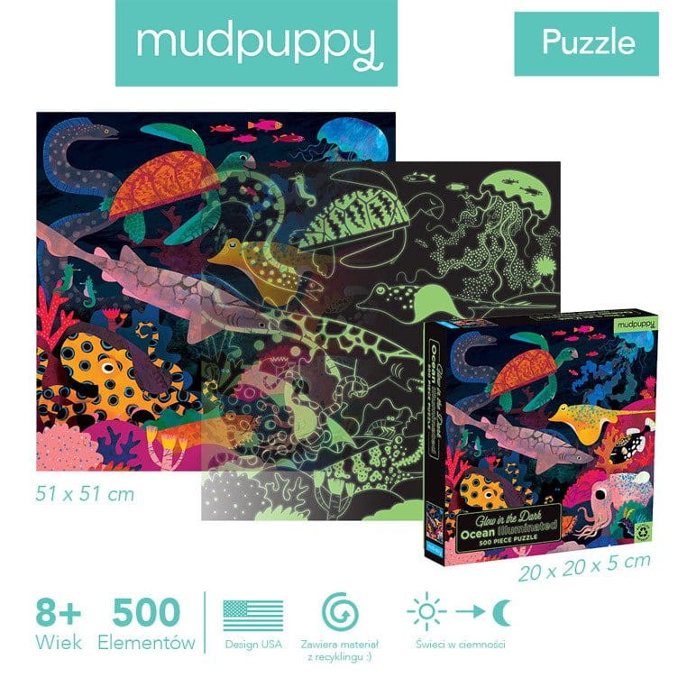 Puzzle rodzinne świecące w ciemności Ocean 500 el. 8+ Mudpuppy