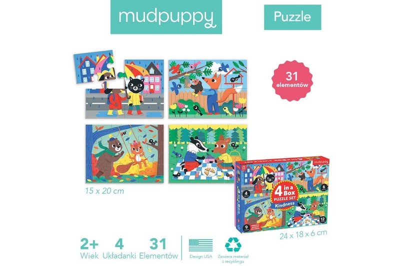 Puzzle progresywne Życzliwość 4, 6, 9 i 12 el. 2+ Mudpuppy