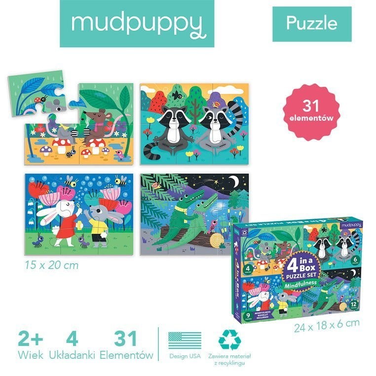 Puzzle progresywne Uważność 4, 6, 9 i 12 el. 2+ Mudpuppy