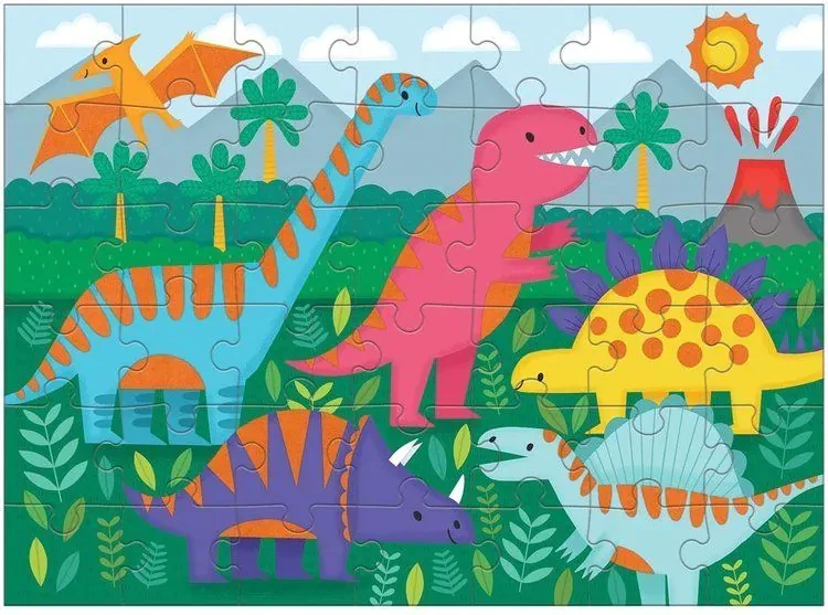 Puzzle sensoryczne z miękkimi aplikacjami Dinozaury 42 el. 3+ Mudpuppy