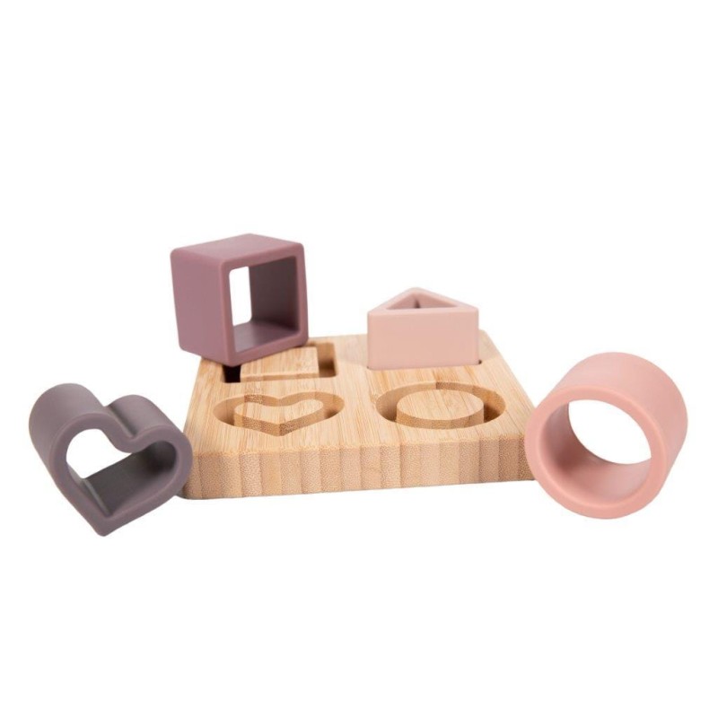 Sorter układanka silikon i bambus PINK serce Bo Jungle