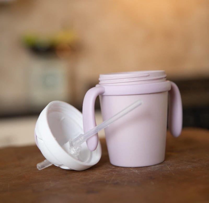 Kubek do picia ze słomką BIOplastik CPLA pink Bo Jungle