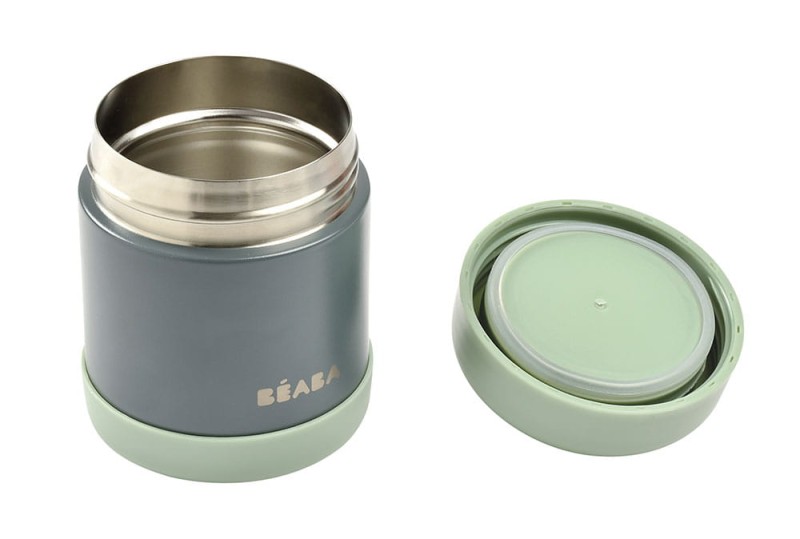Pojemnik-termos obiadowy ze stali nierdzewnej z hermetycznym zamknięciem 300 ml Mineral grey/Sage green Beaba