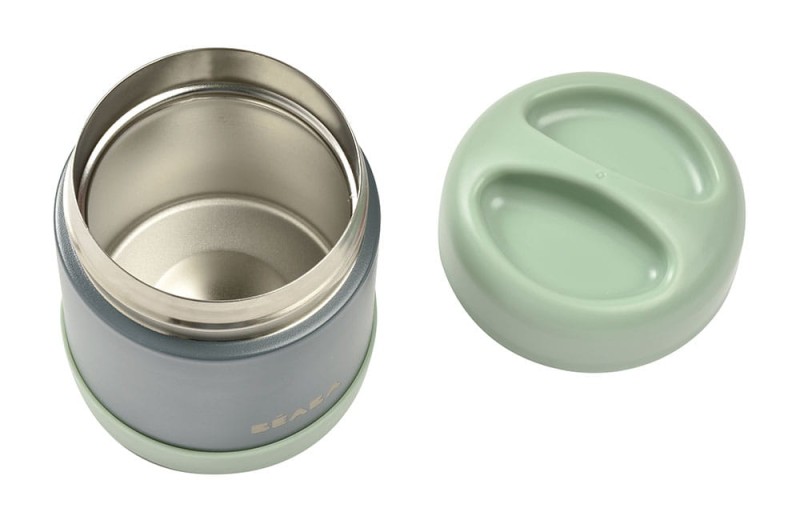 Pojemnik-termos obiadowy ze stali nierdzewnej z hermetycznym zamknięciem 300 ml Mineral grey/Sage green Beaba