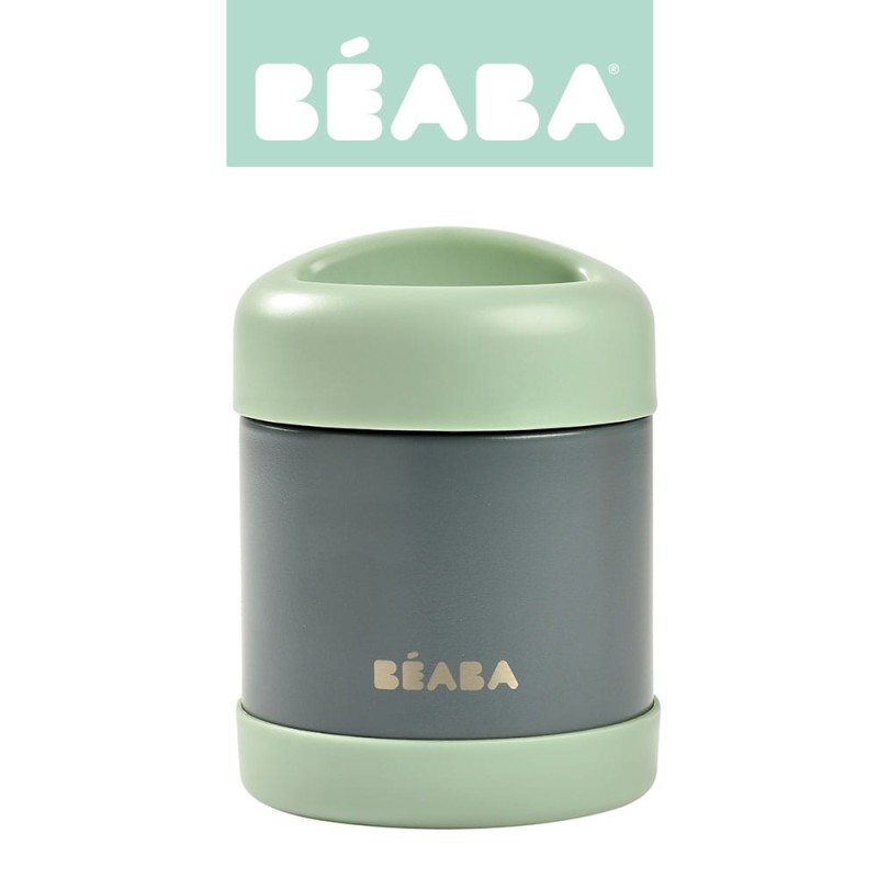 Pojemnik-termos obiadowy ze stali nierdzewnej z hermetycznym zamknięciem 300 ml Mineral grey/Sage green Beaba