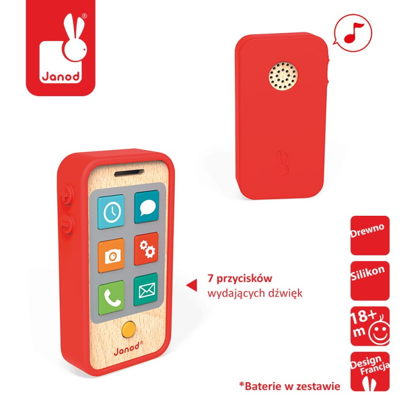 Telefon drewniany z dźwiękami Janod