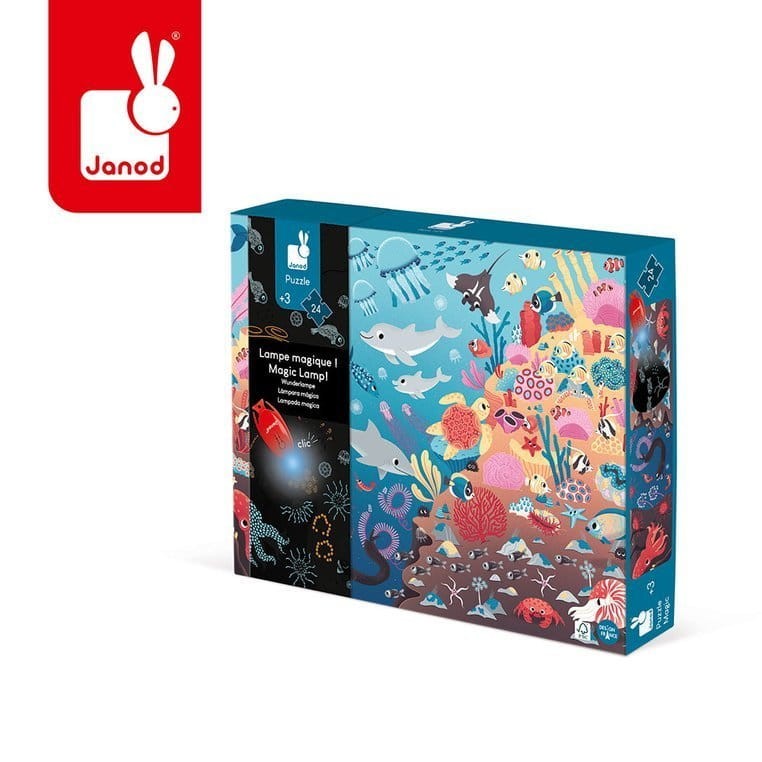 Świecące Puzzle z Mini-lampką UV Ocean 24 Elementy 3+ Janod