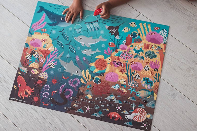 Świecące Puzzle z Mini-lampką UV Ocean 24 Elementy 3+ Janod