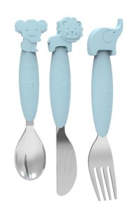 Zestaw sztućców dla dzieci silkon/Inox blue Bo Jungle