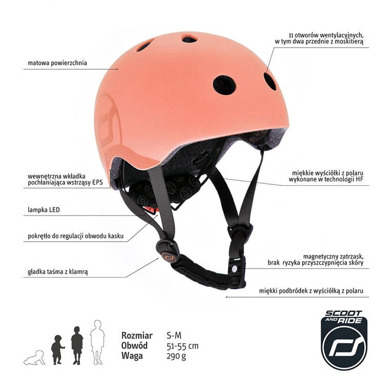 Scoot and Ride Kask S-M dla dzieci 3+ Peach