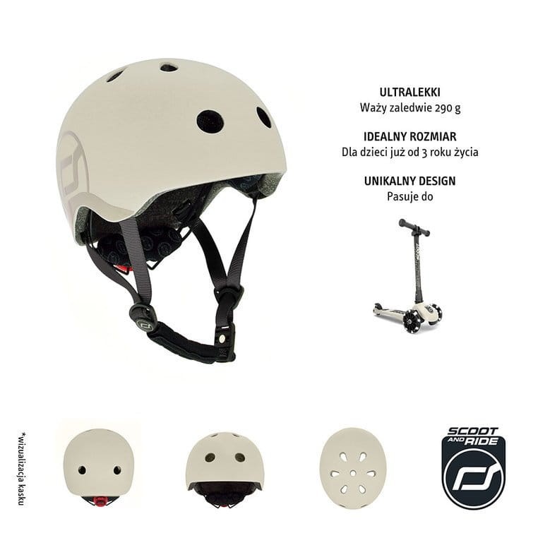 Scoot and Ride Kask S-M dla dzieci 3+ Ash