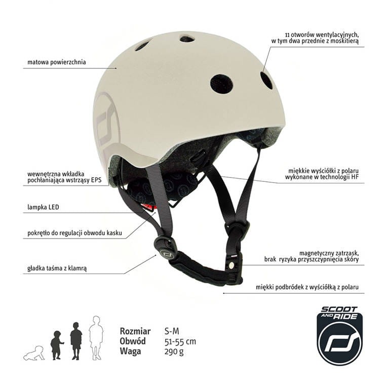 Scoot and Ride Kask S-M dla dzieci 3+ Ash
