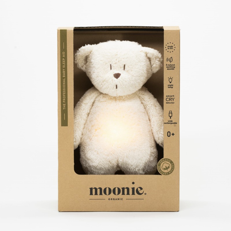 Szumiący Miś Organic z lampką Polar Natur Moonie