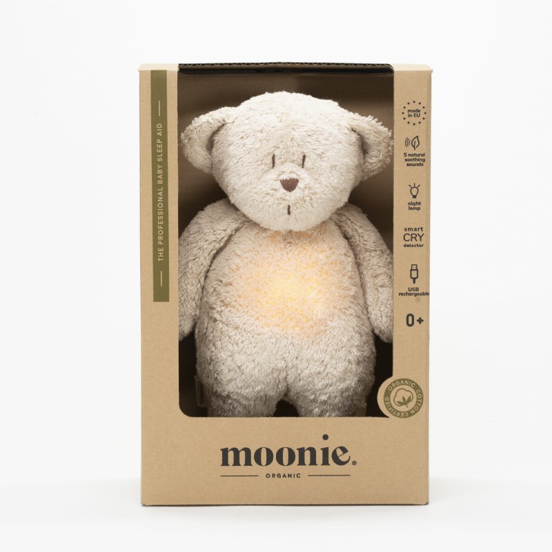 Szumiący Miś Organic z lampką Rose Natur Moonie
