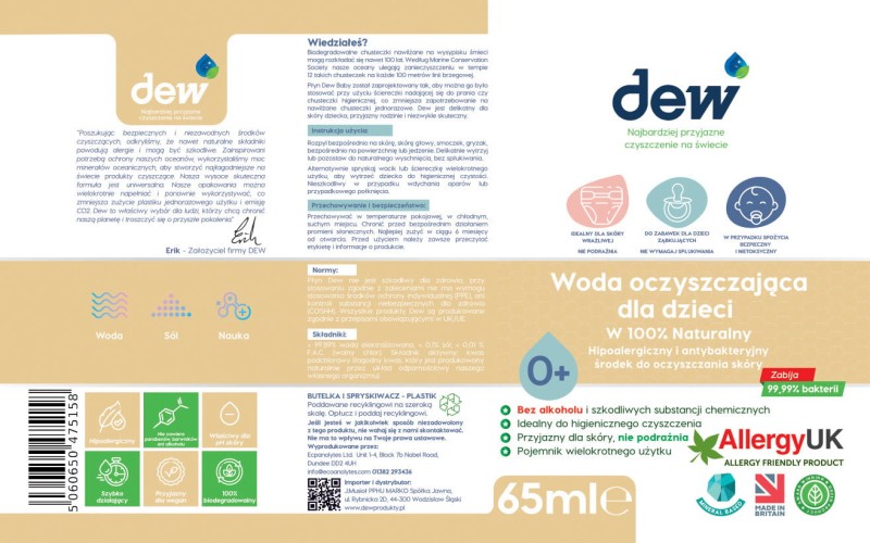 Woda oczyszczająca dla dzieci 65ml dew