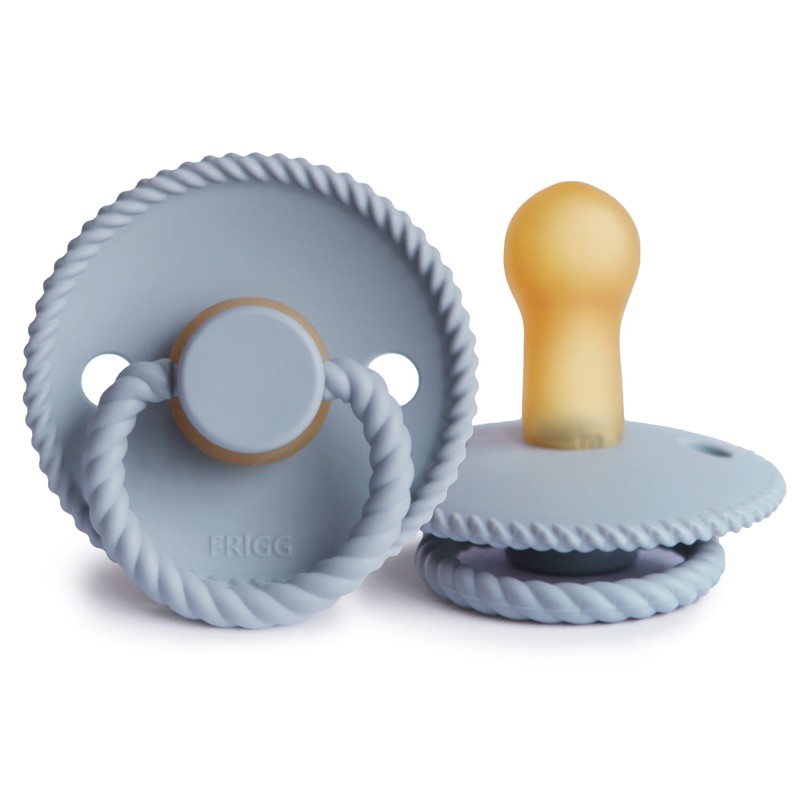 Smoczek uspokajający Rope Kauczuk Powder Blue 6-18m FRIGG