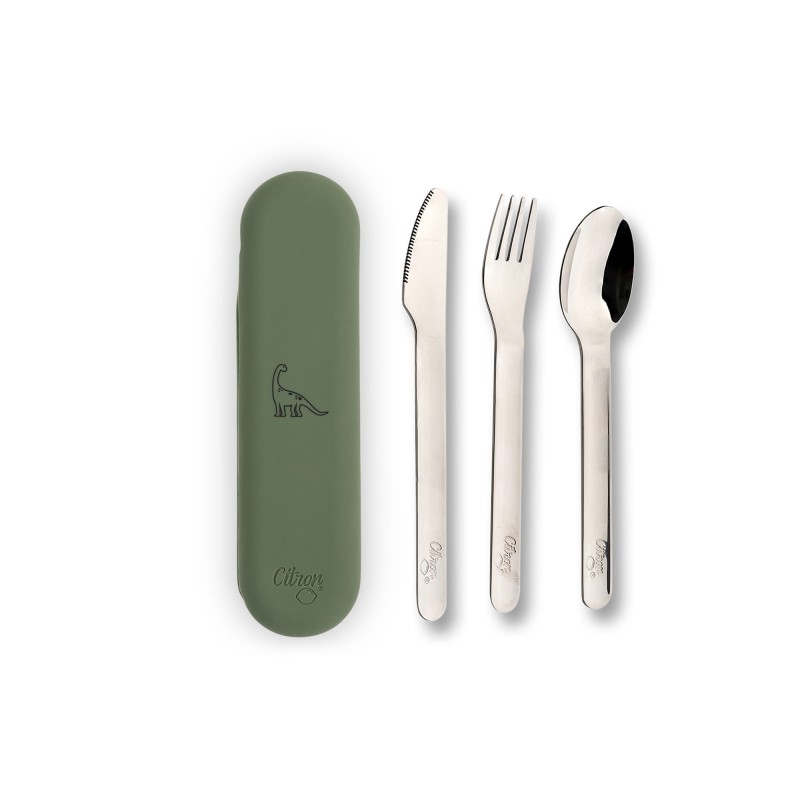 Zestaw Sztućców ze Stali Nierdzewnej Dino Olive Green Citron