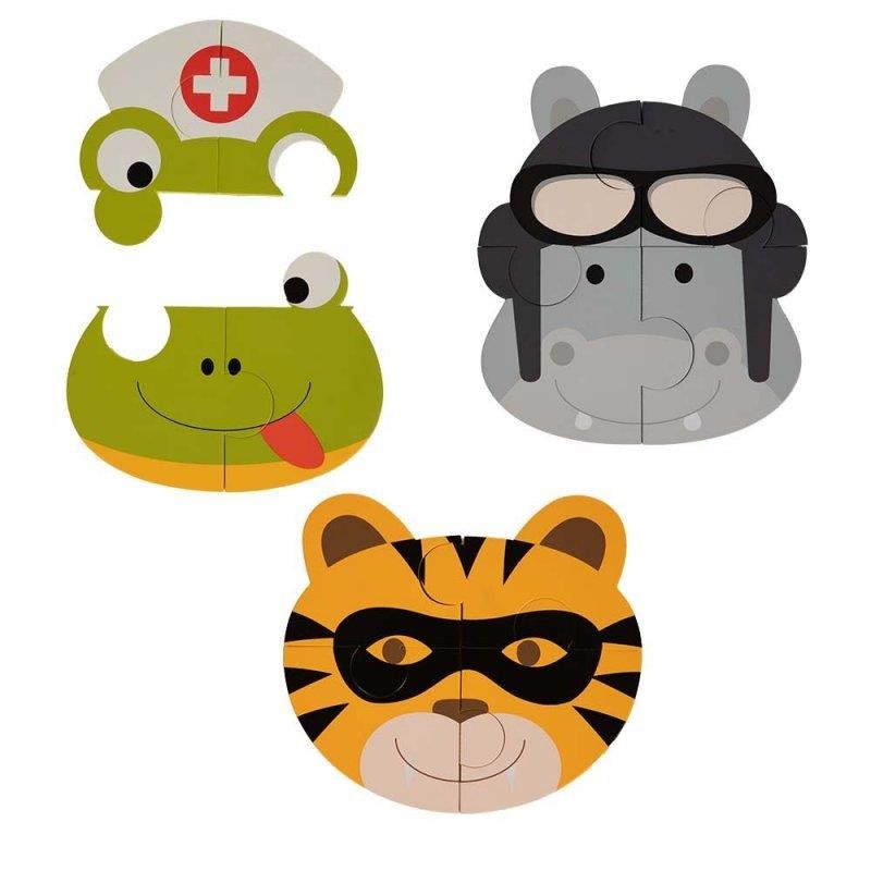 Puzzle Animal tygrys hipo żabka 3 szt Bo Jungle