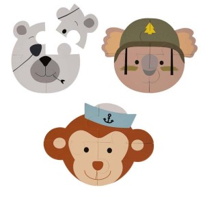 Puzzle Animal małpka miś koala 3 szt Bo Jungle