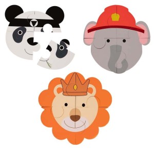 Puzzle Animal panda słoń lew 3 szt Bo Jungle