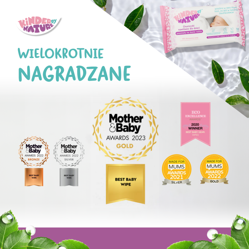 Chusteczki nawilżane Kinder by Nature dla niemowląt i dzieci 3 opakowania (168 szt.) + etui