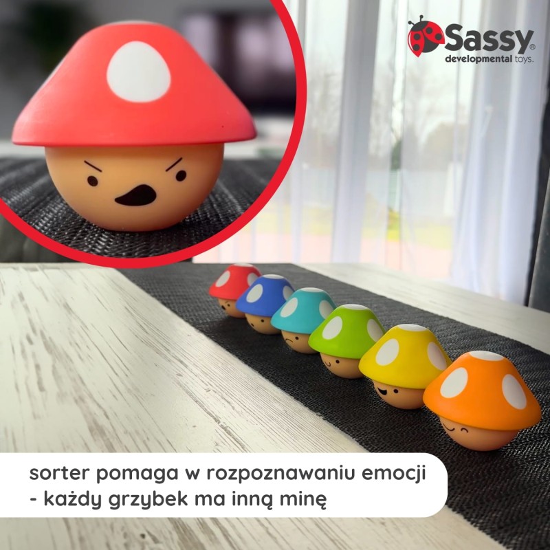 Psotne grzybki sorter dla dzieci – zabawka edukacyjna 12m+ Sassy
