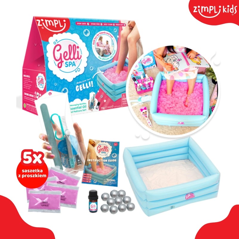 Domowe spa dla stóp z miską, przybornikiem i galaretką Gelli Spa 5+ Zimpli Kids