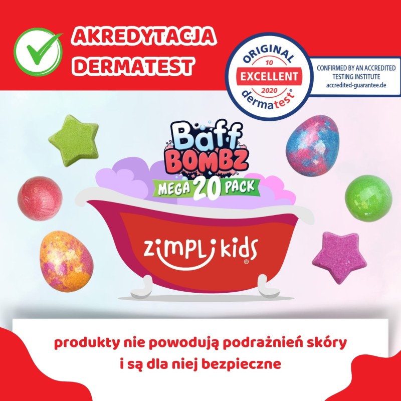 Musujące bomby do kąpieli zmieniające kolor wody Baff Bombz 20 szt. 3+ Zimpli Kids