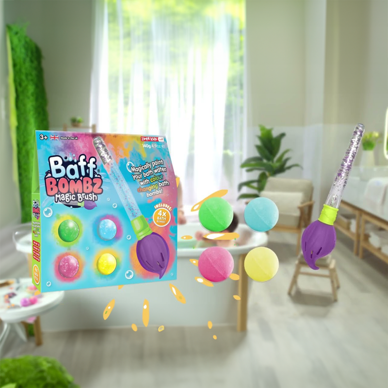 Kule do kąpieli zestaw 4 szt. z pędzlem Baff Bombz Magic Brush 3+ Zimpli Kids