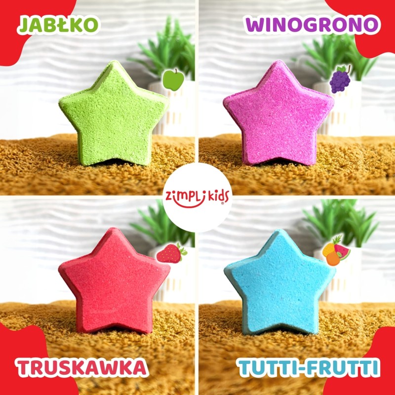 Musujące gwiazdki do kąpieli zmieniające kolor wody Baff Bombz 4 szt. 3+ Zimpli Kids