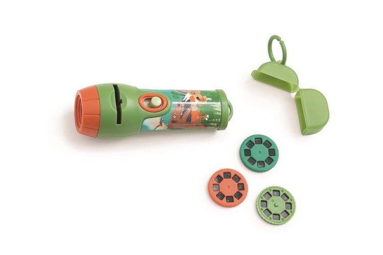 Latarka/Projektor XL DINO z pojemnikiem na tarcze 24 obrazy Scratch