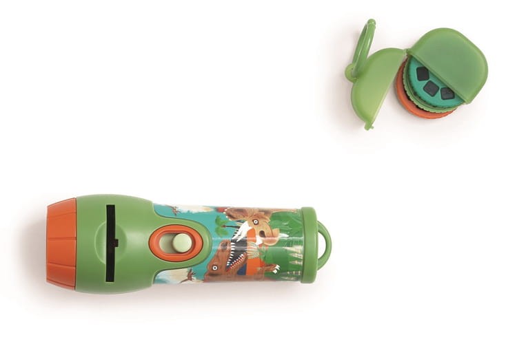 Latarka/Projektor XL DINO z pojemnikiem na tarcze 24 obrazy Scratch